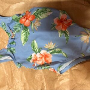 Old Navy Kids Floral One Piece Swimsuit - Blue and Orange